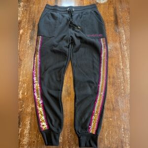 Bebe Sport Jogger Sweatpants, Colorful Sequence Detail, Women's Medium, Used